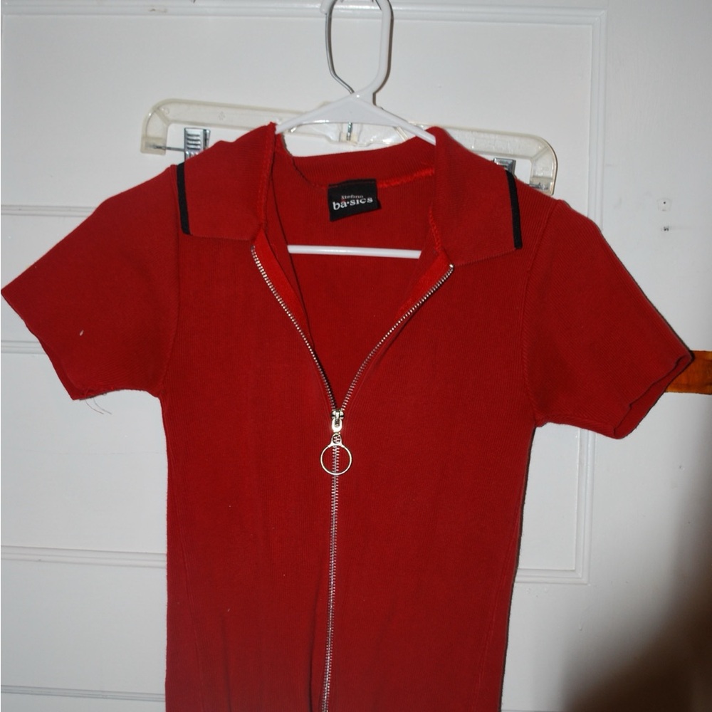Red Short Sleeve Women's Top